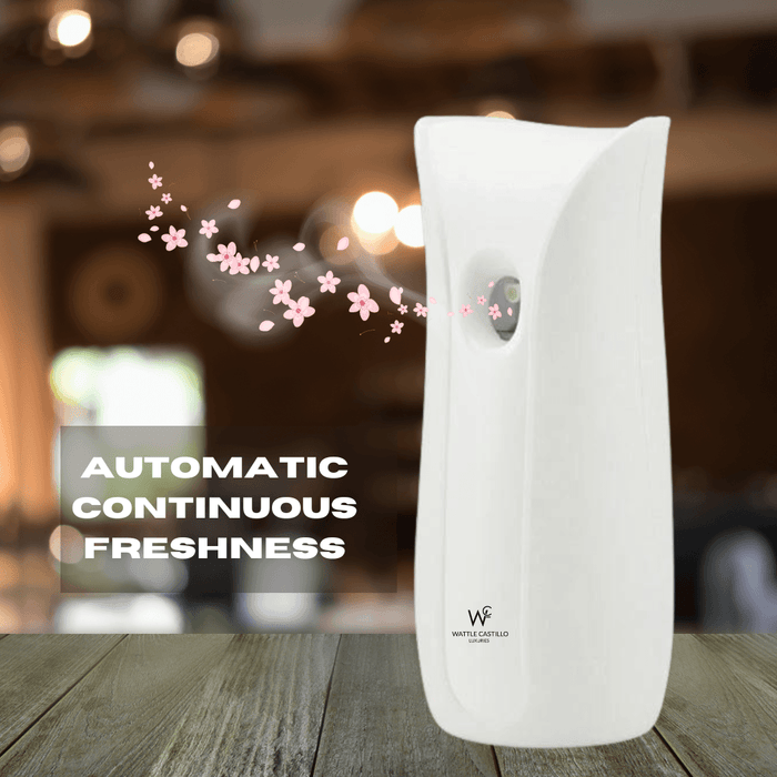 Air Freshener Dispenser Electric Automatic Spray Machine With 2 Batteries Fits mostly all 300ML Bottles (Round Machine-001) - Wattle Castillo