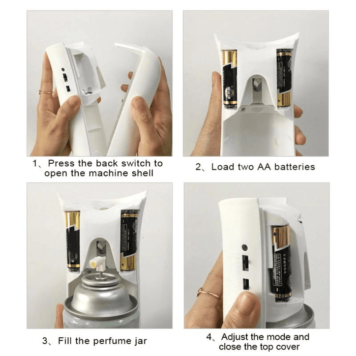 Air Freshener Dispenser Electric Automatic Spray Machine With 2 Batteries Fits mostly all 300ML Bottles (Round Machine-001) - Wattle Castillo
