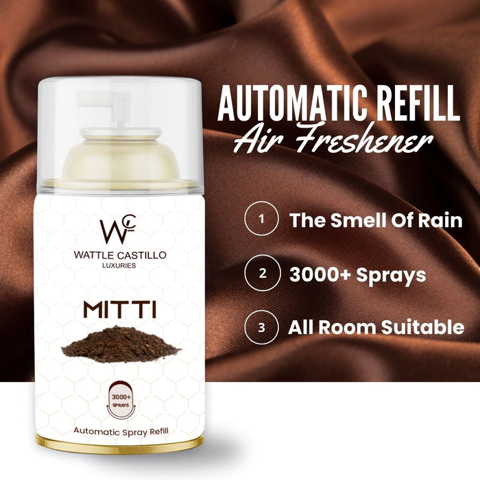 Rainy Mitti Automatic Room Fresheners Refill (265ml) & 3000+ Sprays Guaranteed Lasts up to 80 days - Wattle Castillo