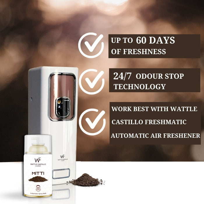 Rainy Mitti Automatic Room Fresheners Refill (265ml) & 3000+ Sprays Guaranteed Lasts up to 80 days - Wattle Castillo