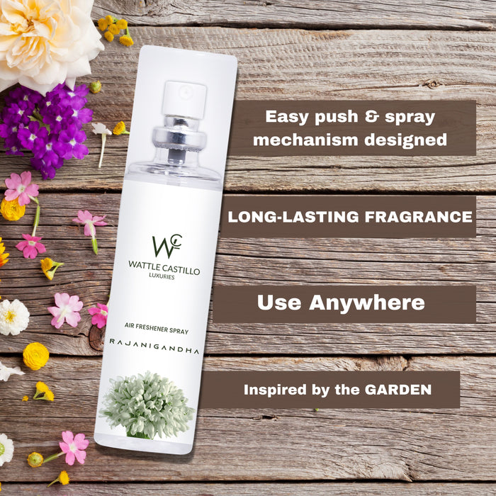 Wattle Castillo Rajnigandha Room Freshener Spray -Premium Air Freshener for Home & Office - Passion & Alive - Wattle Castillo