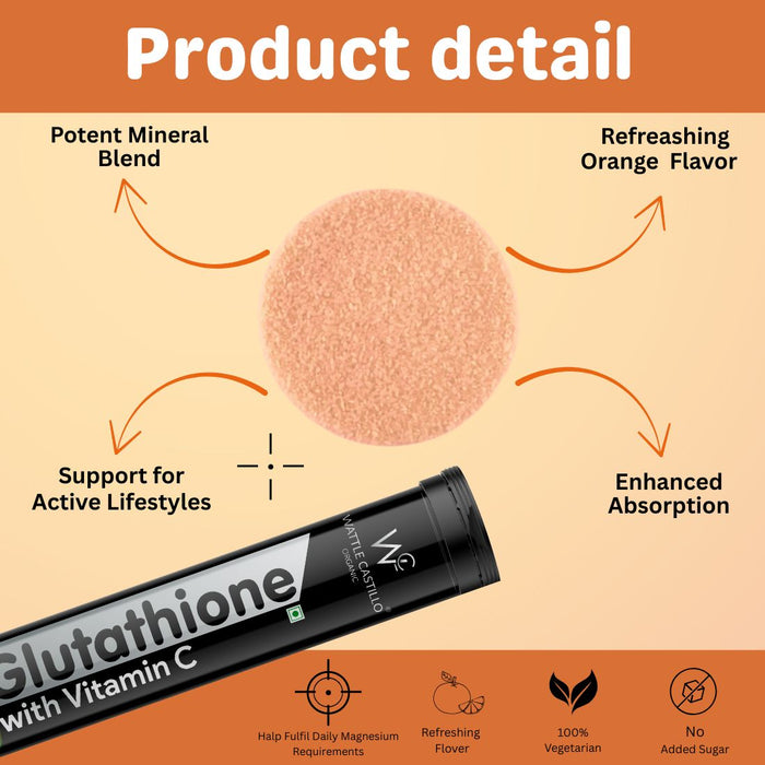Wattle Castillo Organic Glutathione Effervescent Tablets with Vitamin C | Skin & Immunity Support