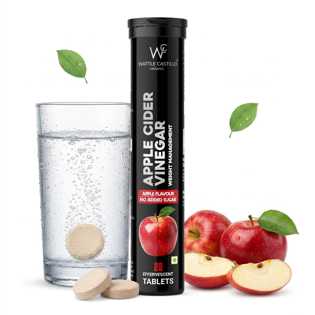 Apple Cider Vinegar Effervescent Tablets for Weight Management | Apple Flavour | No Added Sugar | Supports Metabolism & Energy | 20 Fizzy Tablets