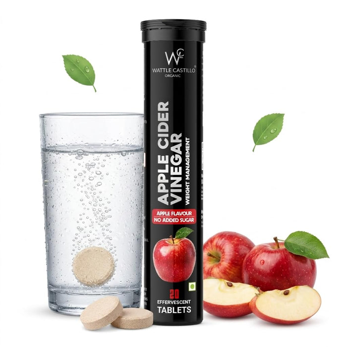 Apple Cider Vinegar Effervescent Tablets for Weight Management | Apple Flavour | No Added Sugar | Supports Metabolism & Energy | 20 Fizzy Tablets