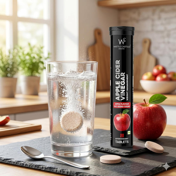 Apple Cider Vinegar Effervescent Tablets for Weight Management | Apple Flavour | No Added Sugar | Supports Metabolism & Energy | 20 Fizzy Tablets