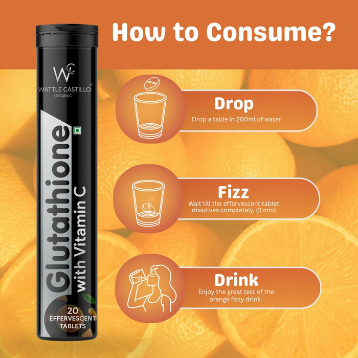 Wattle Castillo Organic Glutathione Effervescent Tablets with Vitamin C | Skin & Immunity Support - Wattle Castillo