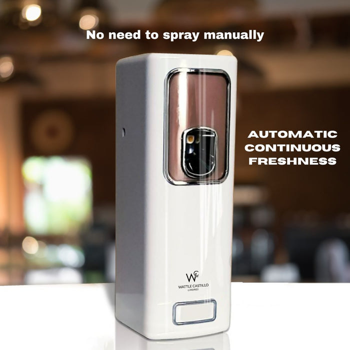 Air Freshener Dispenser Automatic Spray Machine + Cinnamon Refill -265 ml 3000+ Sprays Guaranteed - Wattle Castillo