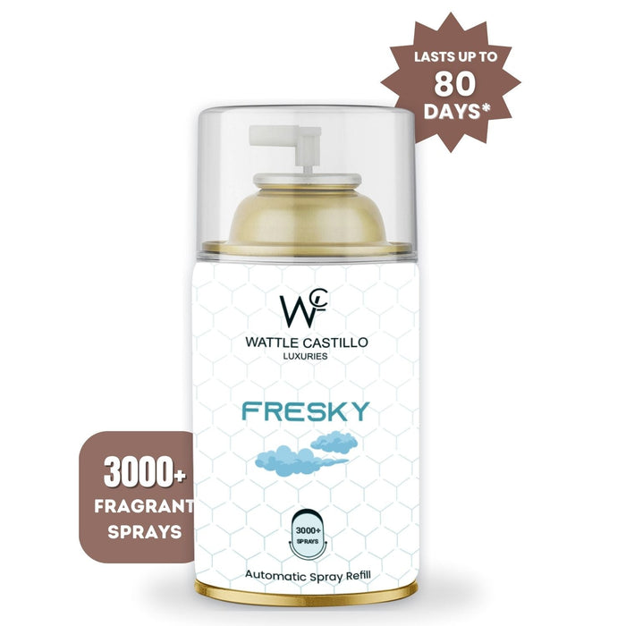 Air Freshener Dispenser Automatic Spray Machine + Fresky Refill -265 ml 3000+ Sprays Guaranteed - Wattle Castillo