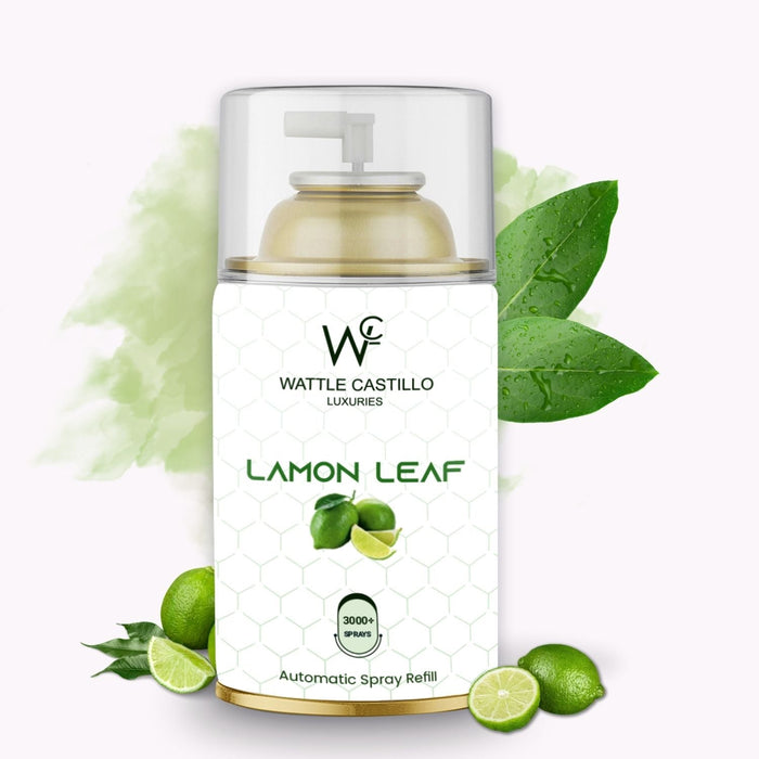 Automatic Air Freshener Dispenser Electric Automatic Machine + Lemon Leaf Refill - 265ml And 3000+ Sprays Guaranteed Room Freshener (Machine + Lemon Leaf - Wattle Castillo