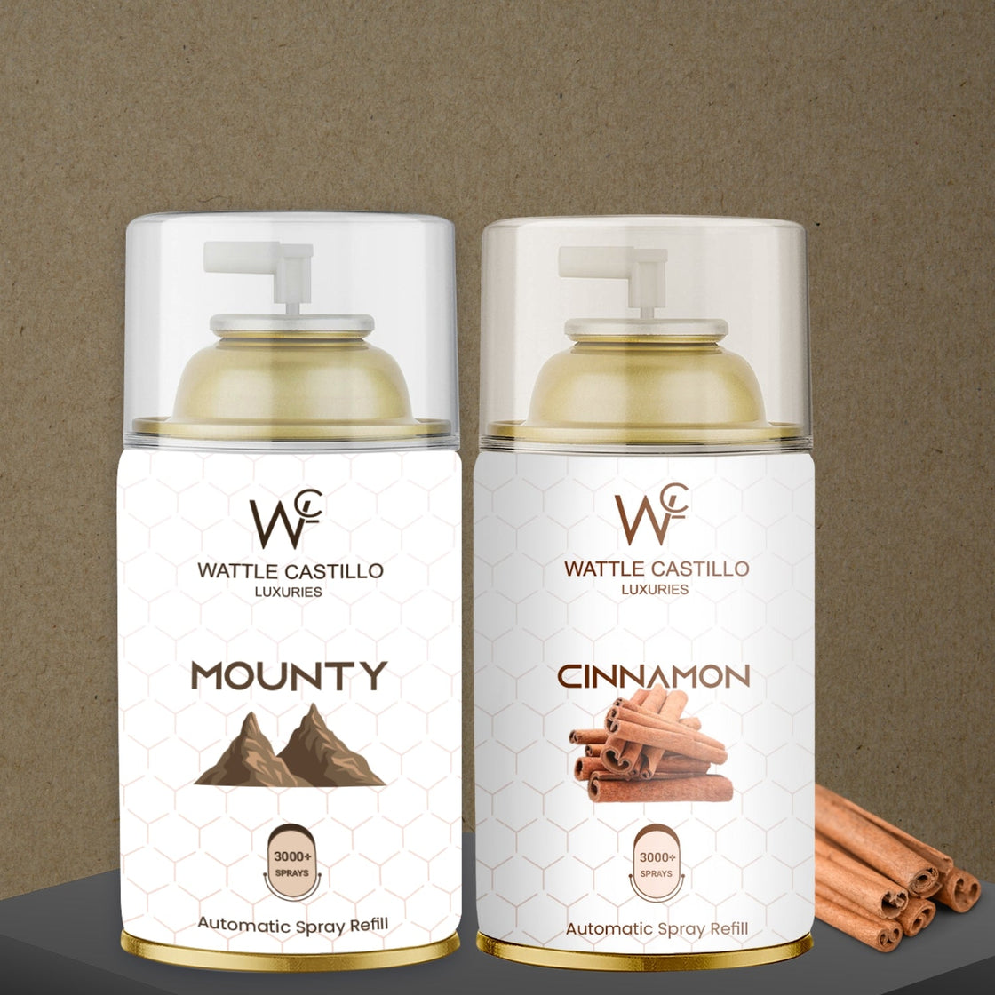 Cinnamon And Mounty Automatic Refill Room Fresheners Combo (265ml × 2) - Wattle Castillo