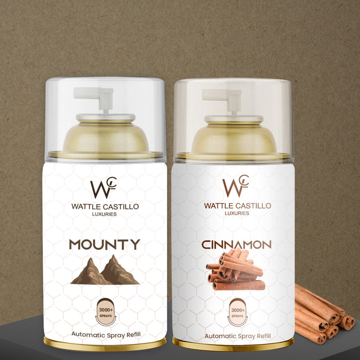 Cinnamon And Mounty Automatic Refill Room Fresheners Combo (265ml × 2) - Wattle Castillo