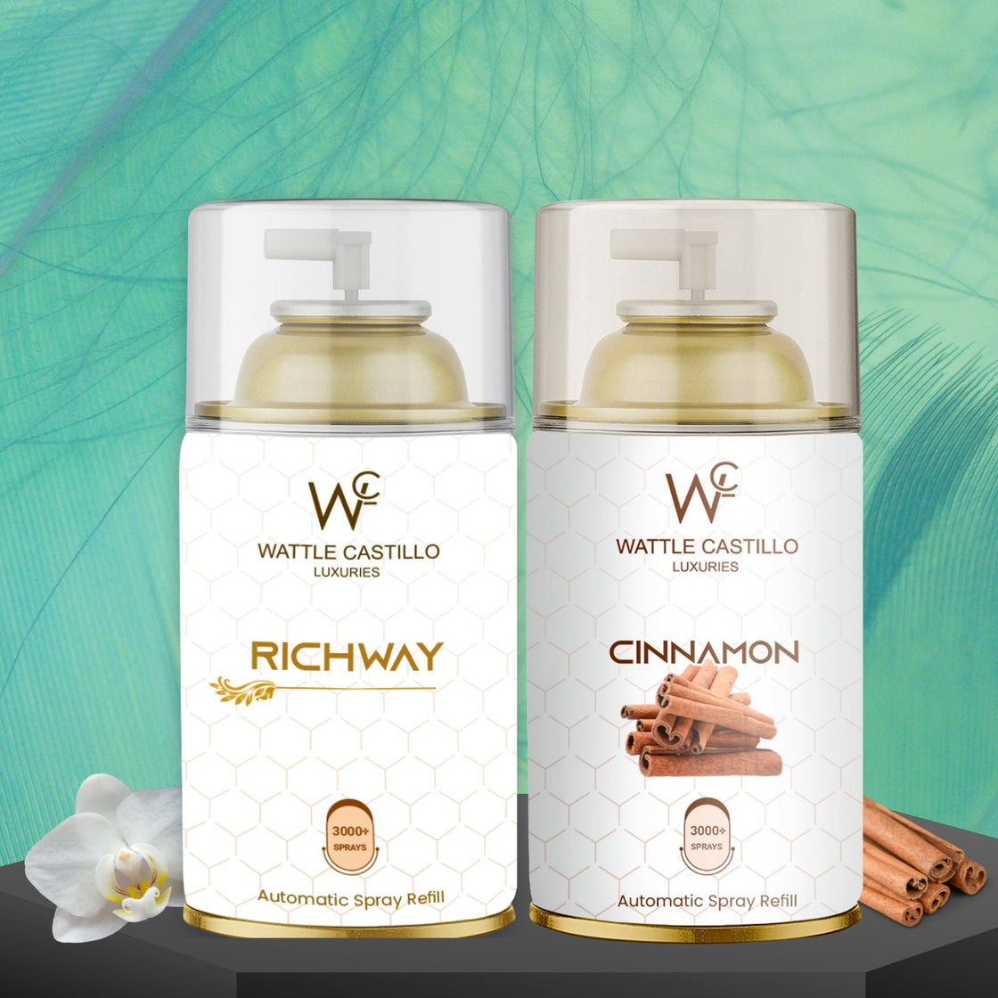 Cinnamon And Richway Automatic Refill Room Fresheners Combo (265ml × 2) - Wattle Castillo