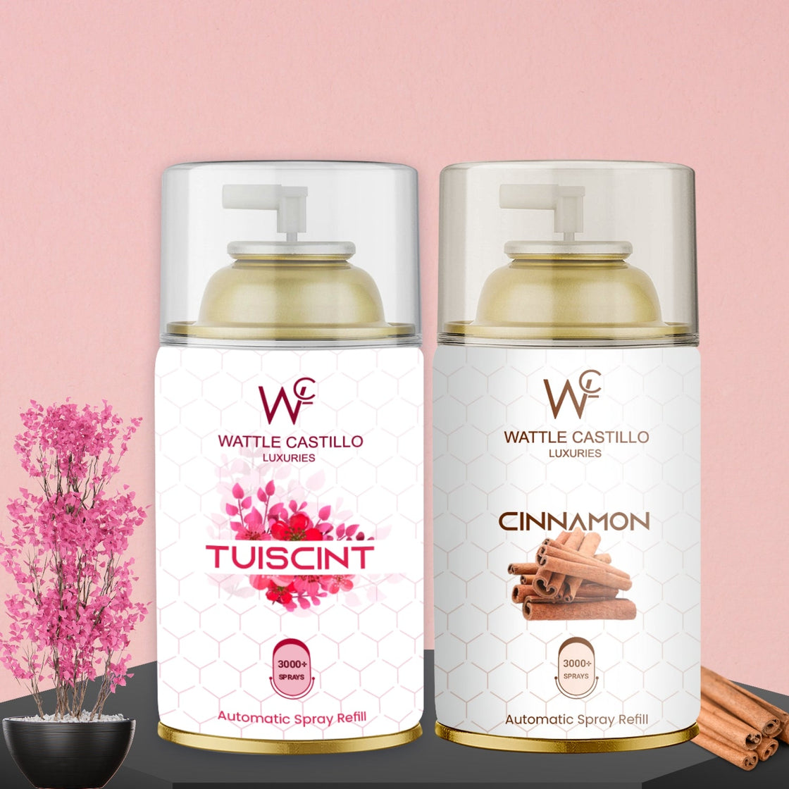 Cinnamon And Tuiscint Automatic Refill Room Fresheners Combo (265ml × 2) - Wattle Castillo