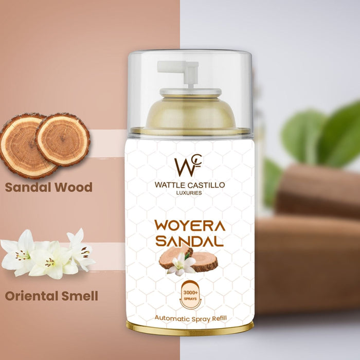 Cinnamon And Woyera Sandal Automatic Refill Room Fresheners Combo (265ml × 2) - Wattle Castillo