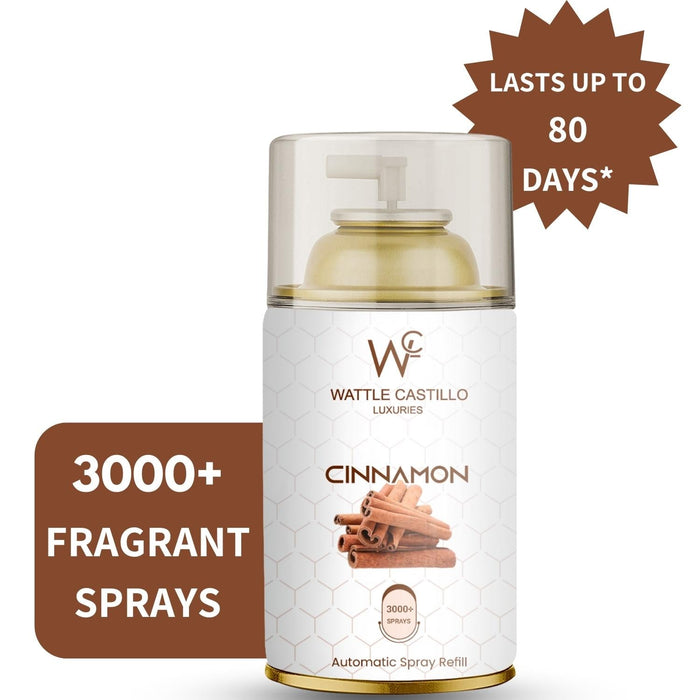 Cinnamon Automatic Room Fresheners Refill (265ml) & 3000+ Sprays Guaranteed Lasts up to 80 days - Wattle Castillo