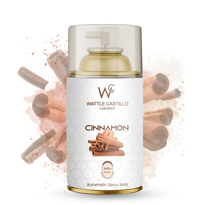 Cinnamon Automatic Room Fresheners Refill (265ml) & 3000+ Sprays Guaranteed Lasts up to 80 days - Wattle Castillo