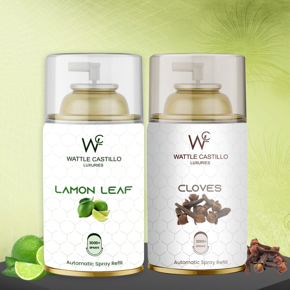 Cloves And Lemon Leaf Automatic Refill Room Fresheners Combo (265ml × 2) - Wattle Castillo