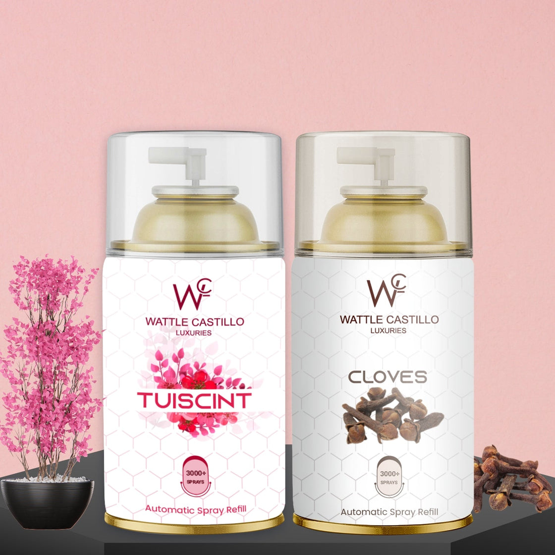 Cloves And Tuiscint Automatic Refill Room Fresheners Combo (265ml × 2) - Wattle Castillo