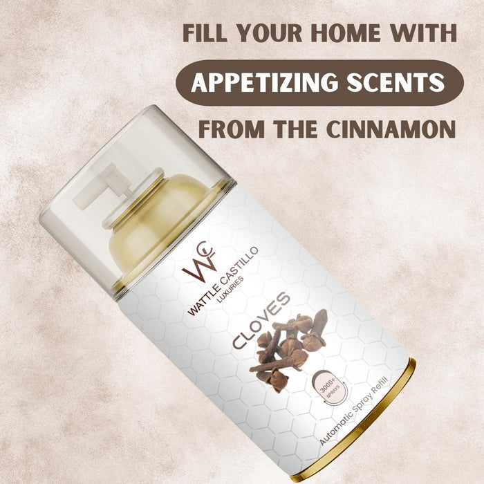 Cloves Automatic Room Fresheners Refill (265ml) & 3000+ Sprays Guaranteed Lasts up to 80 days - Wattle Castillo