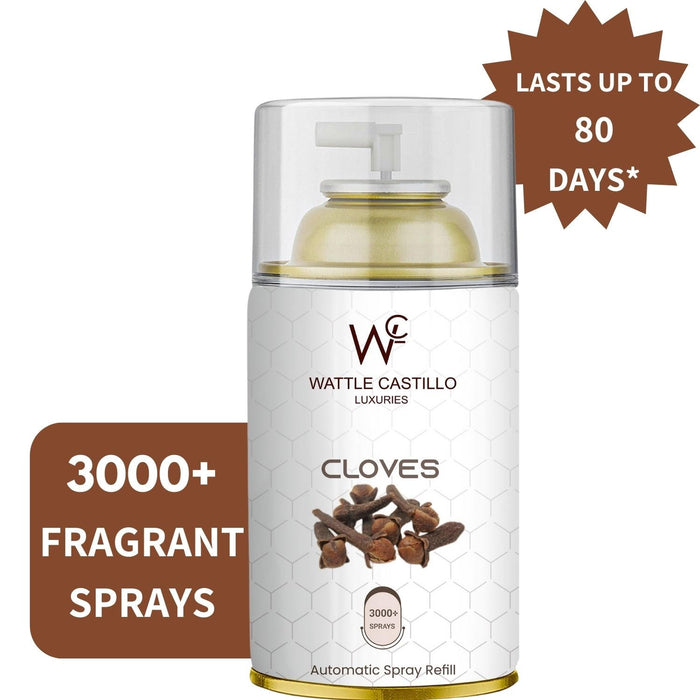 Cloves Automatic Room Fresheners Refill (265ml) & 3000+ Sprays Guaranteed Lasts up to 80 days - Wattle Castillo