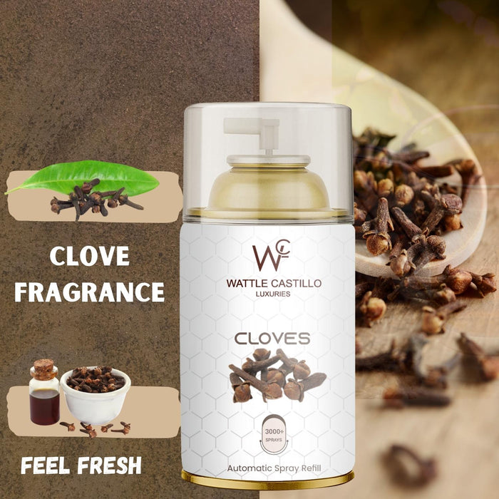 Cloves Automatic Room Fresheners Refill (265ml) & 3000+ Sprays Guaranteed Lasts up to 80 days - Wattle Castillo