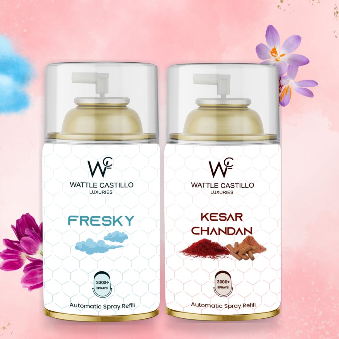Kesar chandan and Fresky Automatic Refill Room Fresheners Combo (265ml×2) - Wattle Castillo
