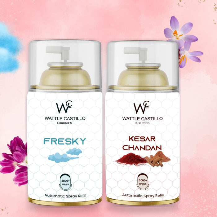 Kesar chandan and Fresky Automatic Refill Room Fresheners Combo (265ml×2) - Wattle Castillo