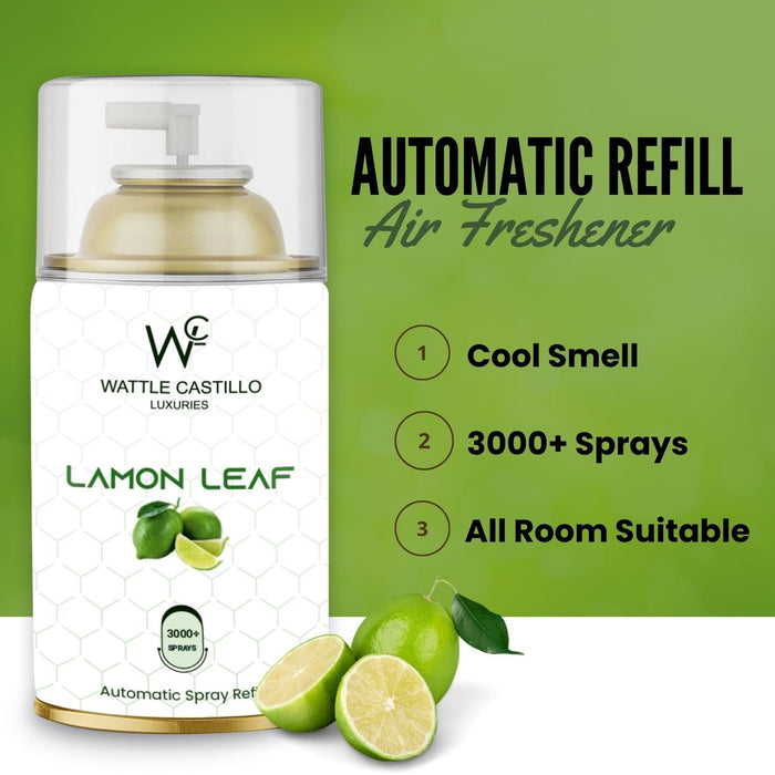 Kesar chandan and Lemon Leaf Automatic Dispenser Refill Room Fresheners Combo (265ml × 2) - Wattle Castillo