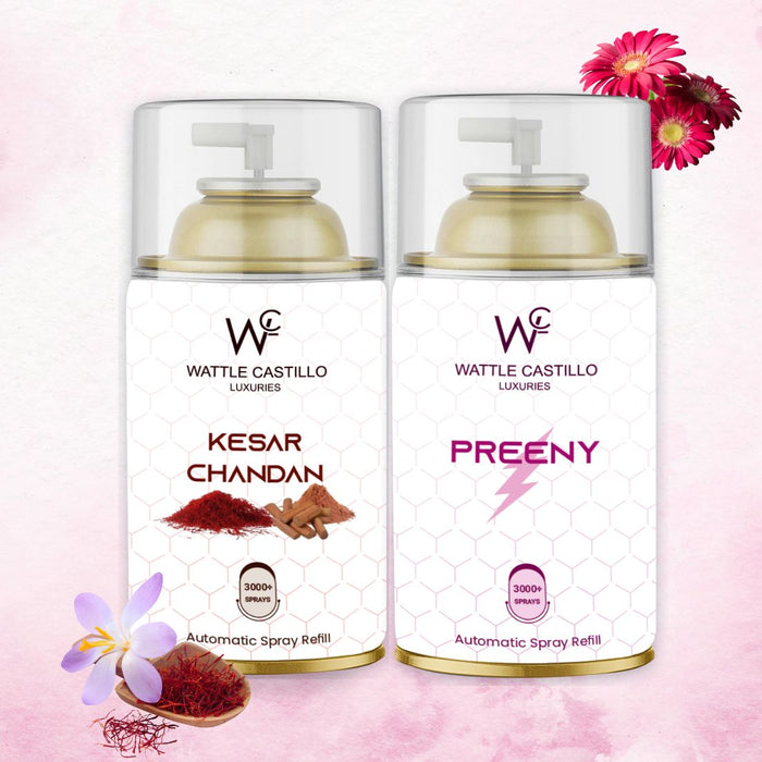 Kesar Chandan And Praany Automatic Refill Room Fresheners Combo (265ml × 2) - Wattle Castillo