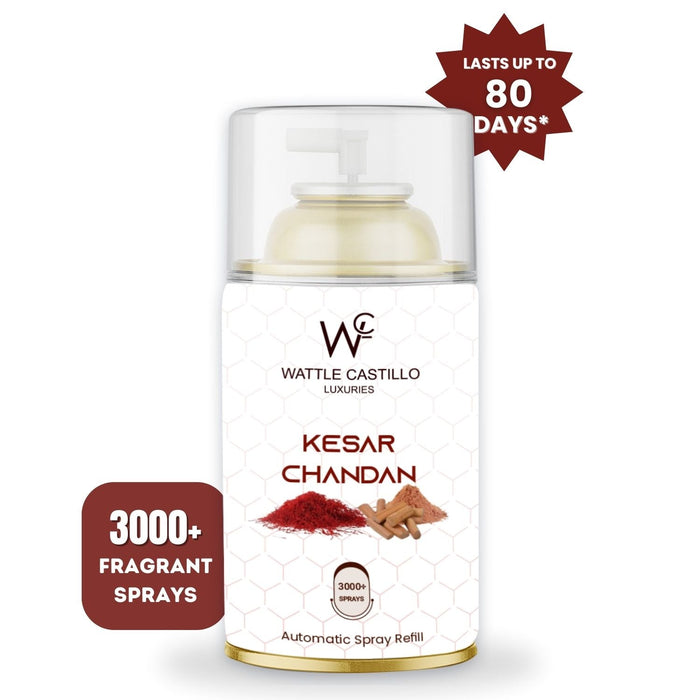 Kesar Chandan Automatic Room Fresheners Refill (265ml) & 3000+ Sprays Guaranteed Lasts up to 80 days - Wattle Castillo