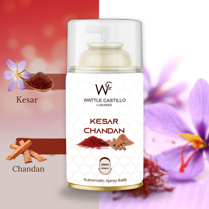 Kesar Chandan Automatic Room Fresheners Refill (265ml) & 3000+ Sprays Guaranteed Lasts up to 80 days - Wattle Castillo