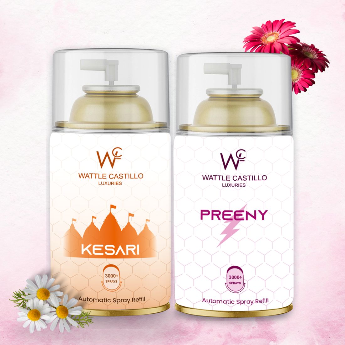Kesari And Praany Automatic Refill Room Fresheners Combo (265ml × 2) - Wattle Castillo