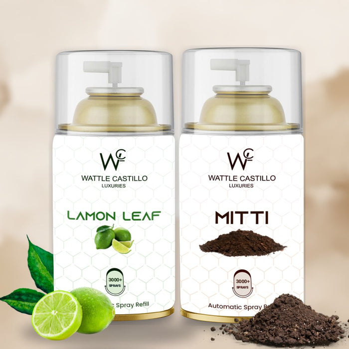 Lemon Leaf and Mitti Automatic Dispenser Refill Room Fresheners Combo (265ml × 2) - Wattle Castillo