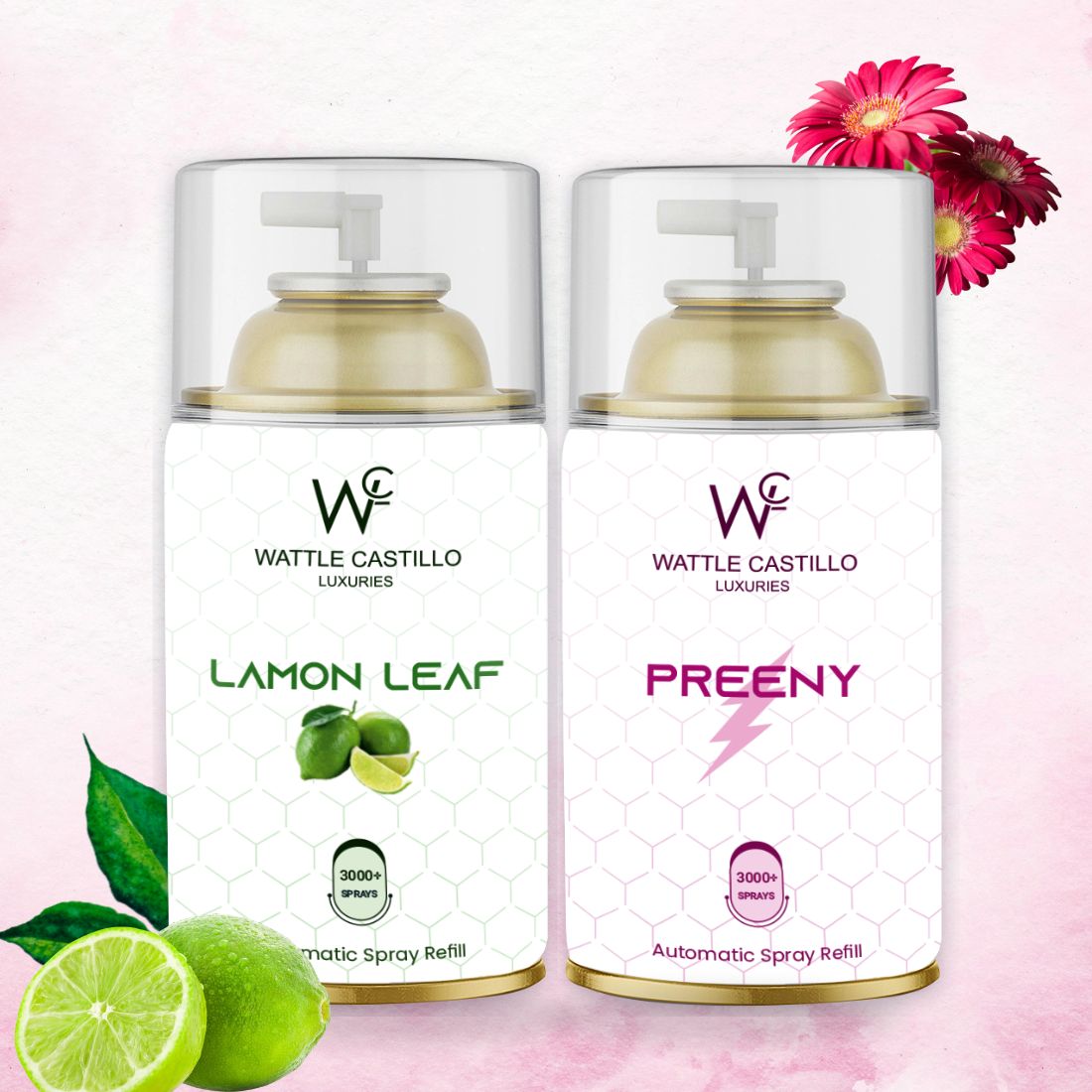 Lemon Leaf And Preeny Automatic Refill Room Fresheners Combo (265ml×2) - Wattle Castillo