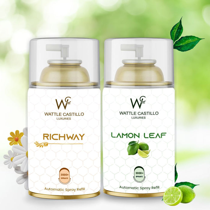 Lemon Leaf and Richway Automatic Dispenser Refill Room Fresheners Combo (265ml×2) - Wattle Castillo