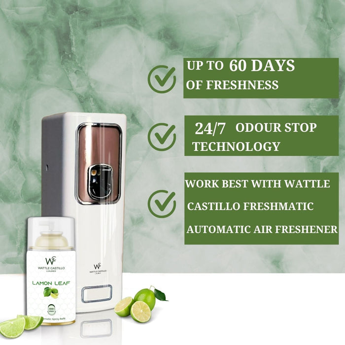 Lemon Leaf Automatic Room Fresheners Refill (265ml) & 3000+ Sprays Guaranteed Lasts up to 80 days - Wattle Castillo