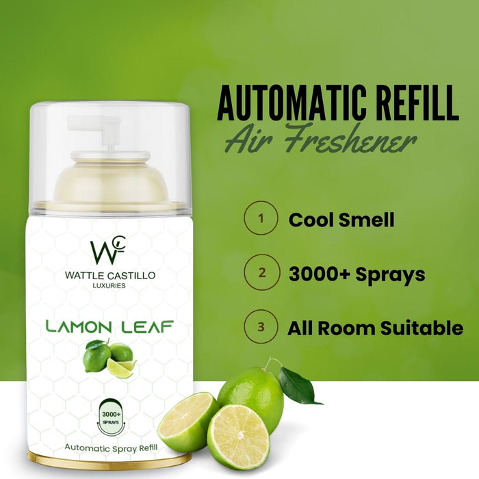 Lemon Leaf Automatic Room Fresheners Refill (265ml) & 3000+ Sprays Guaranteed Lasts up to 80 days - Wattle Castillo