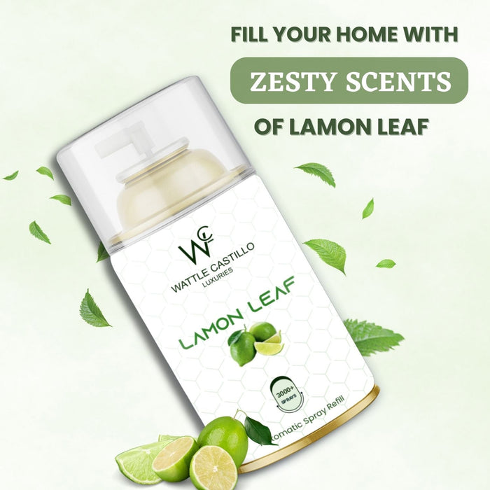 Lemon Leaf Automatic Room Fresheners Refill (265ml) & 3000+ Sprays Guaranteed Lasts up to 80 days - Wattle Castillo