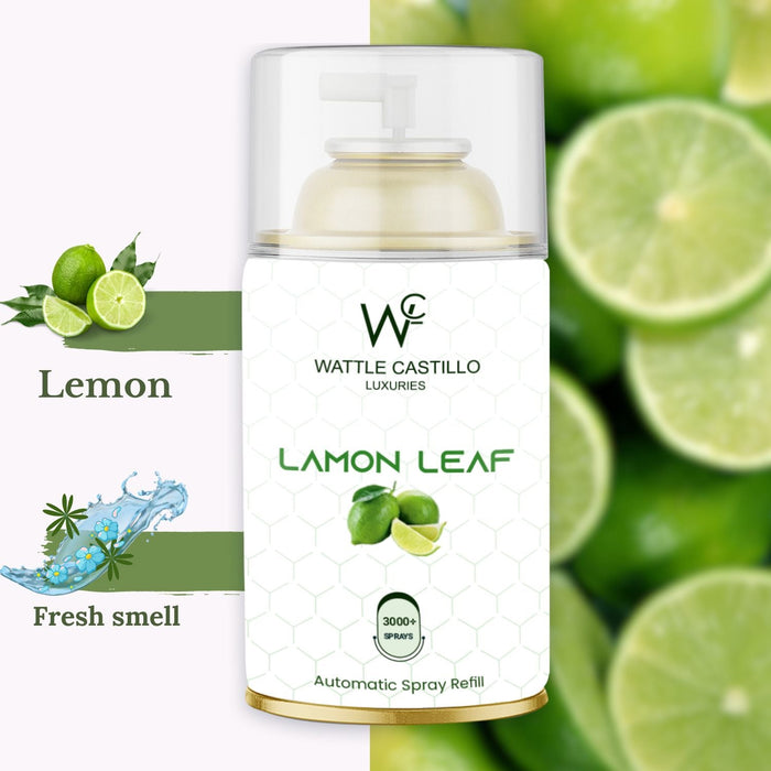 Lemon Leaf Automatic Room Fresheners Refill (265ml) & 3000+ Sprays Guaranteed Lasts up to 80 days - Wattle Castillo