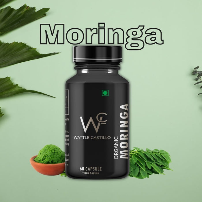 Moringa Capsules | 100% Pure & Forest-Grown Supplement | A Natural Multivitamin | Boosts Immunity & Metabolism | Promotes Healthy Heart & Brain | Manage Diabetes & Cholesterol- 60 Veg Caps - Wattle Castillo