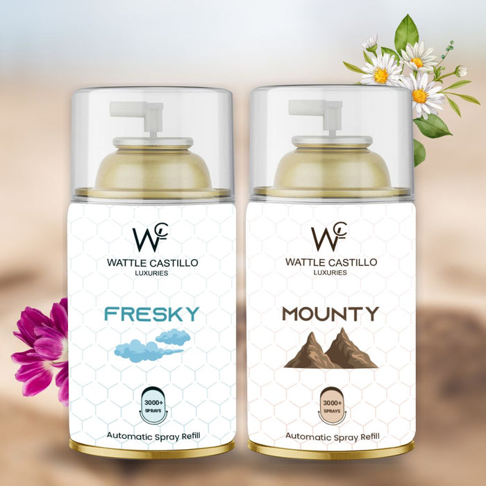 Mounty And Fresky Automatic Refill Room Fresheners Combo (265ml×2) - Wattle Castillo