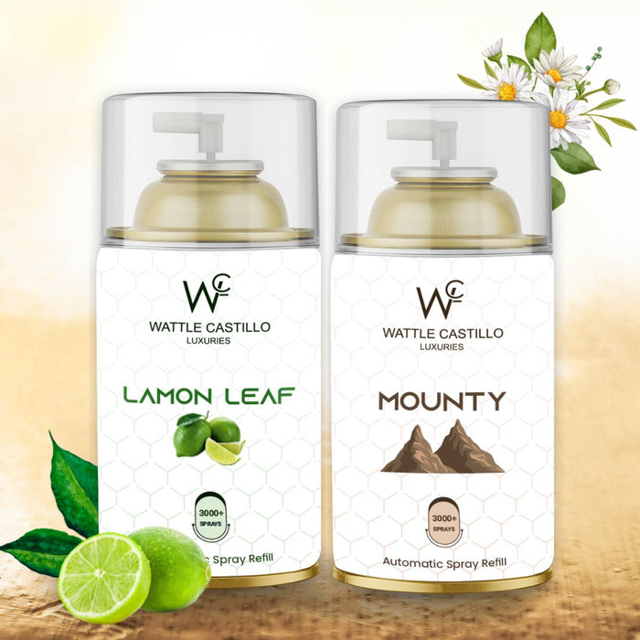 Mounty and Lemon Leaf Automatic Dispenser Refill Room Fresheners Combo (265ml×2) - Wattle Castillo