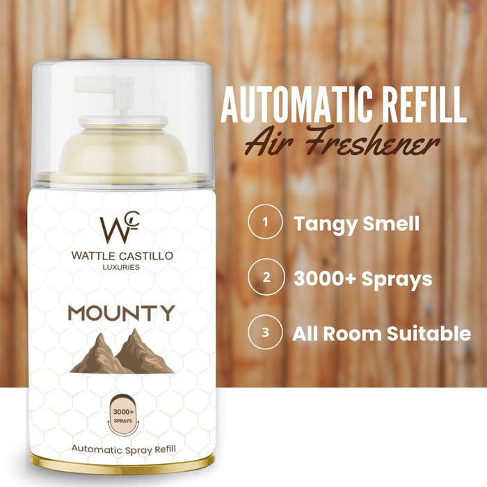 Mounty Automatic Room Fresheners Refill (265ml) & 3000+ Sprays Guaranteed Lasts up to 80 days - Wattle Castillo