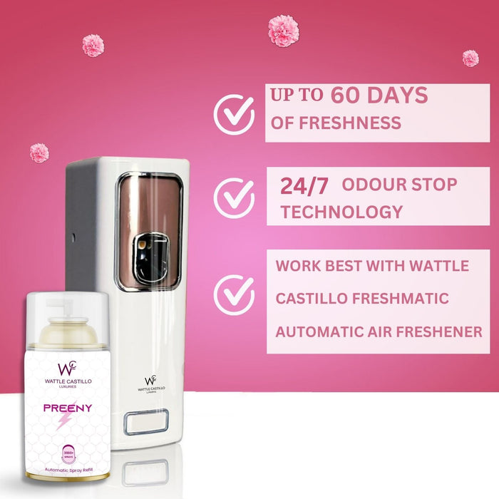 Preeny Automatic Room Fresheners Refill (265ml) & 3000+ Sprays Guaranteed Lasts up to 80 days - Wattle Castillo