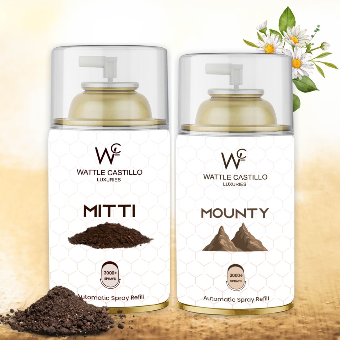 Rainy Mitti And Mounty Automatic Refill Room Fresheners Combo (265ml×2) - Wattle Castillo