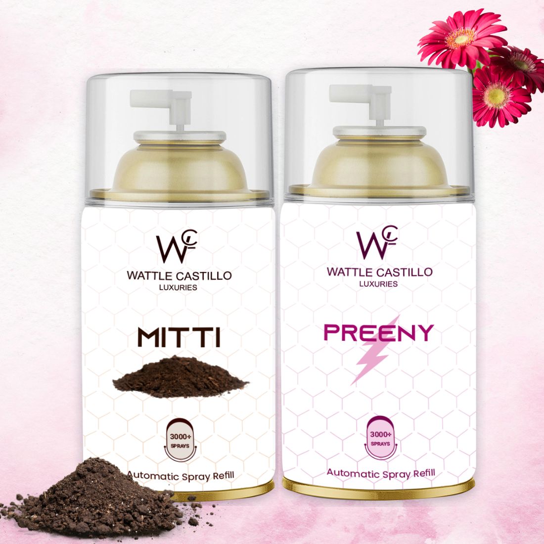 Rainy Mitti And Preeny Automatic Refill Room Fresheners Combo (265ml×2) - Wattle Castillo