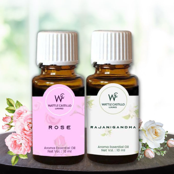 Wattle Castillo Luxuries  Rajnigandha And Rose Aroma Essential Oil  (10ML×2)