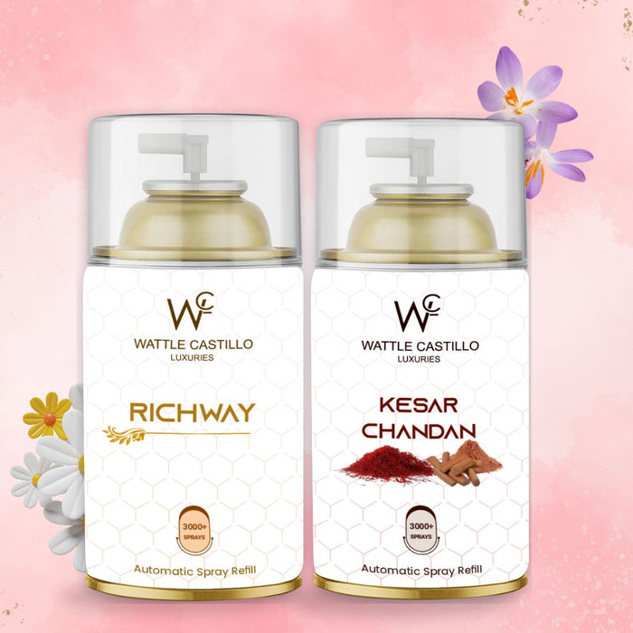 Richway and Kesar Chandan Automatic Dispenser Refill Room Fresheners Combo (265ml×2) - Wattle Castillo