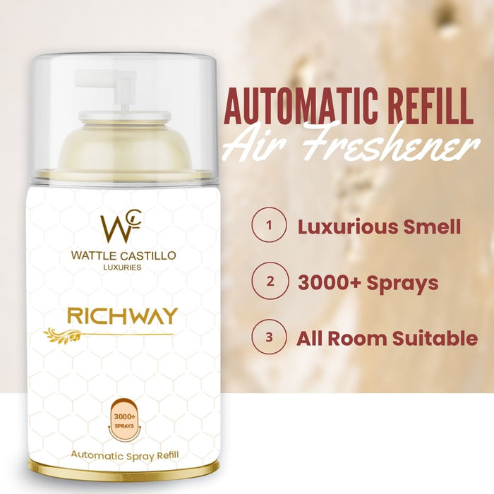 Richway Automatic Room Fresheners Refill (265ml) & 3000+ Sprays Guaranteed Lasts up to 80 days - Wattle Castillo