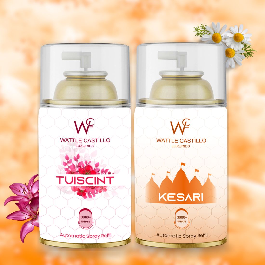 Tuiscint And Kesari Automatic Refill Room Fresheners Combo (265ml×2) - Wattle Castillo